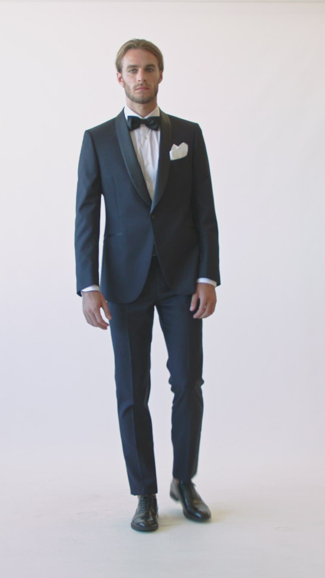 Blue Tuxedo With Shawl Lapel Made in Wool from the Vitale Barberis Canonico Woollen Mill.