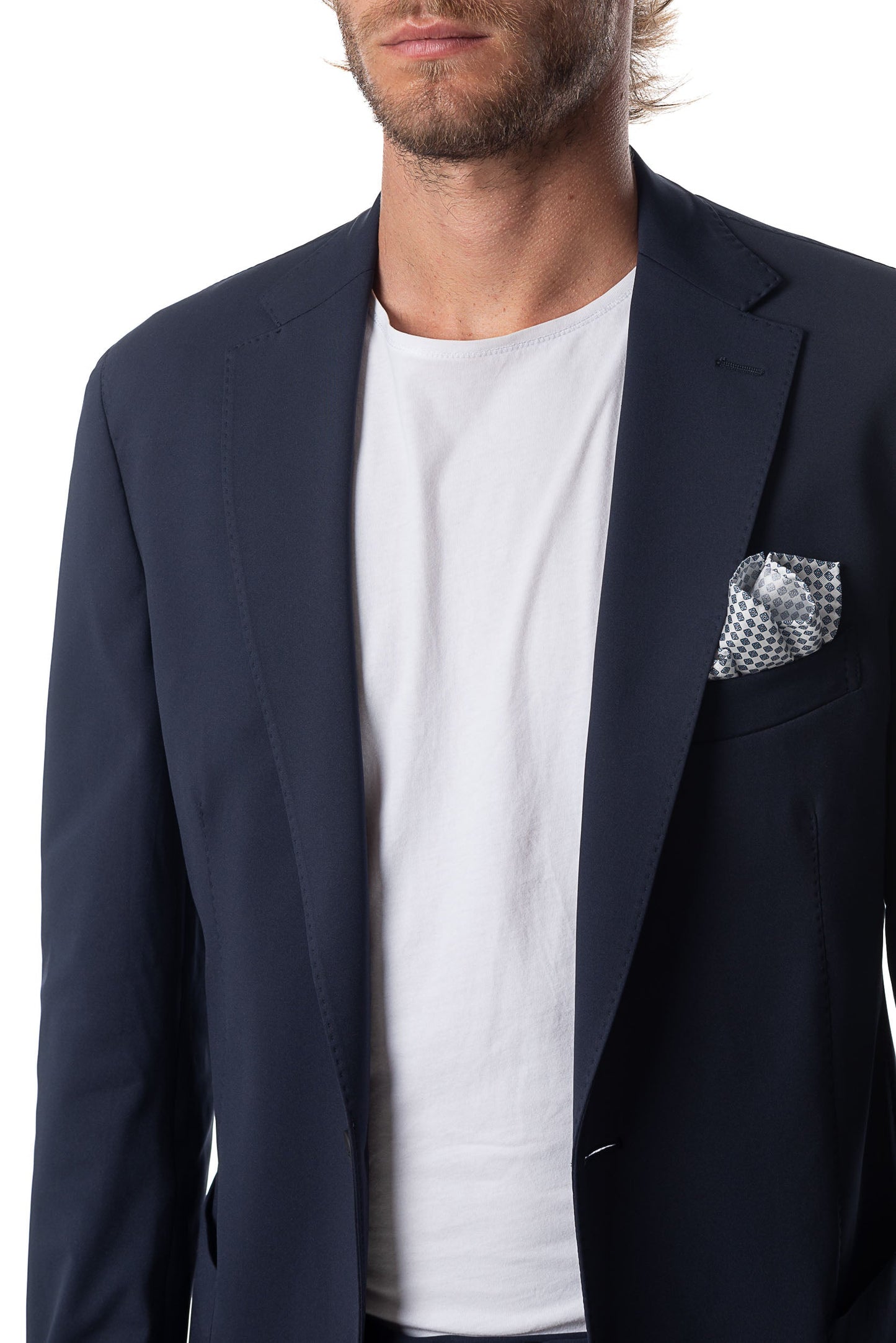 Blue Blazer Air Tech Made in 85% Polyamide 15% Elastane fabrics from Maglificio Maggia.