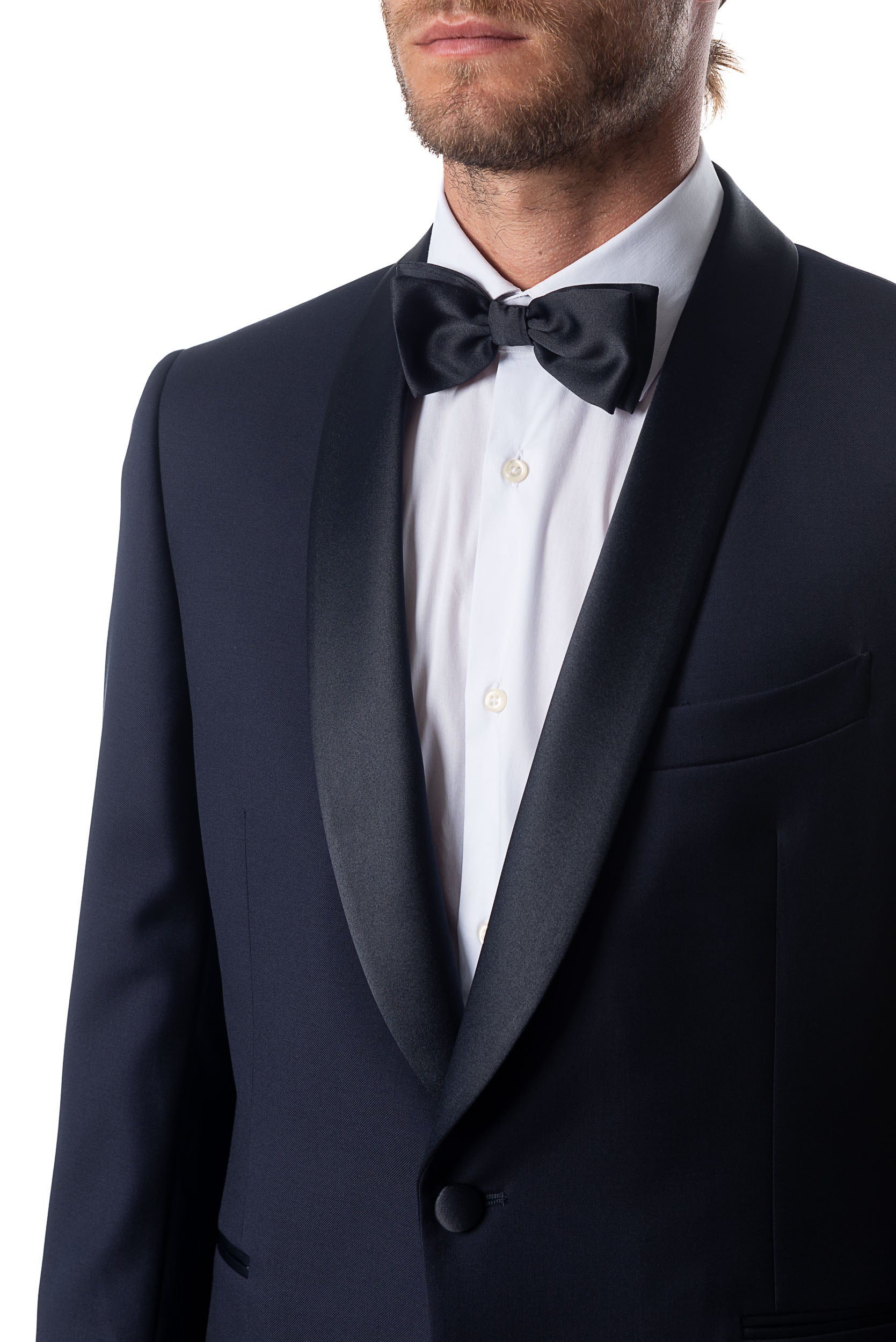 Blue Tuxedo With Shawl Lapel Made in Wool from the Vitale Barberis Canonico Woollen Mill.