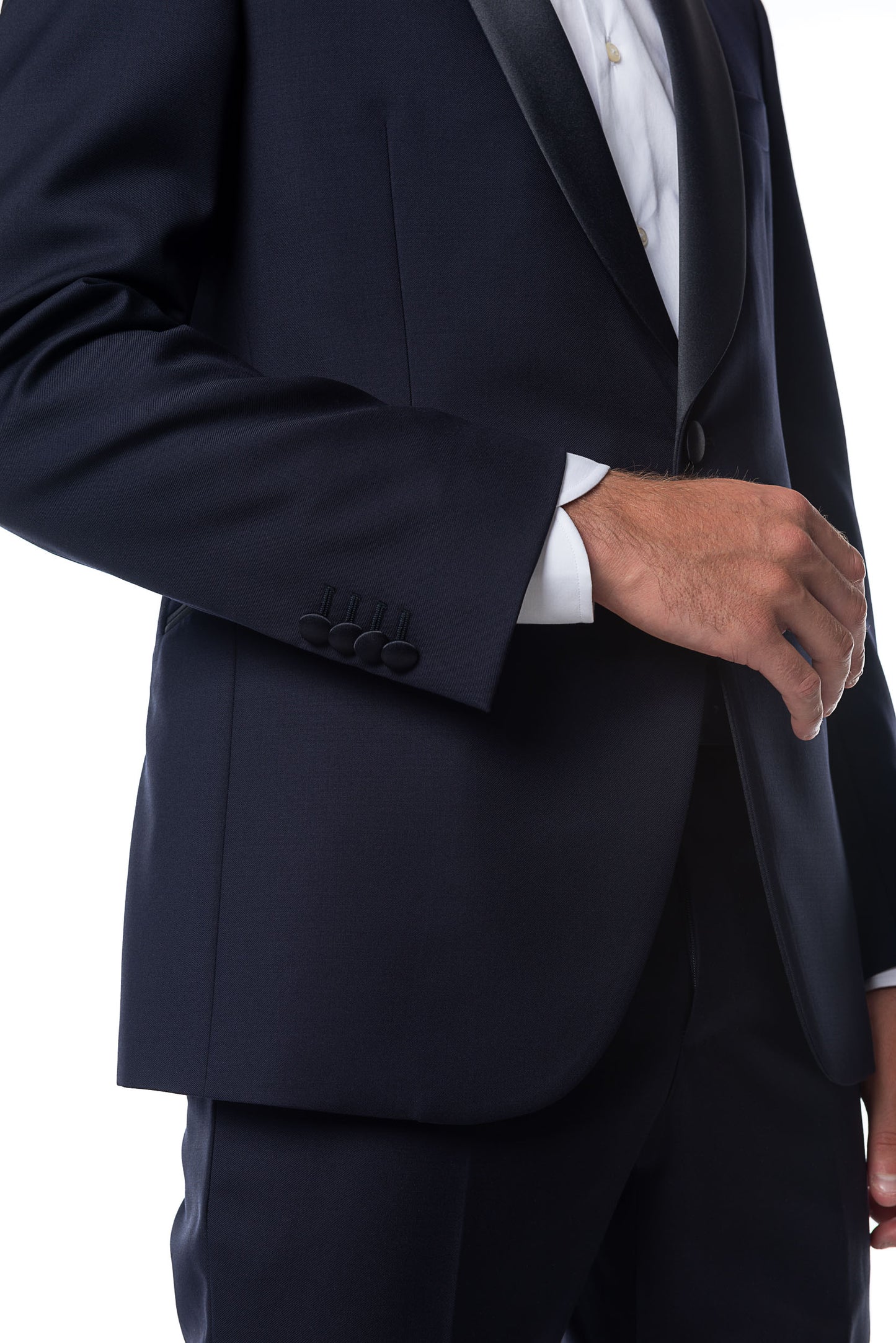 Blue Tuxedo With Shawl Lapel Made in Wool from the Vitale Barberis Canonico Woollen Mill.