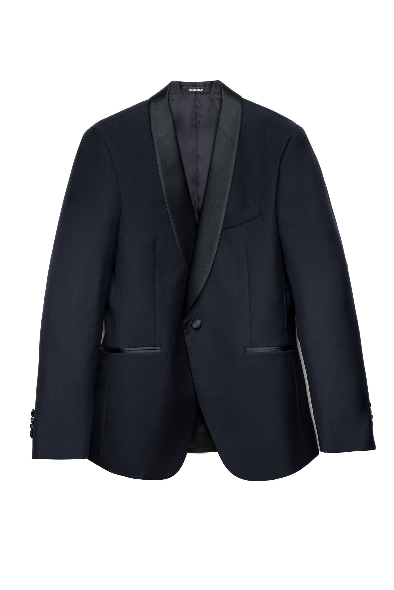 Blue Tuxedo With Shawl Lapel Made in Wool from the Vitale Barberis Canonico Woollen Mill.