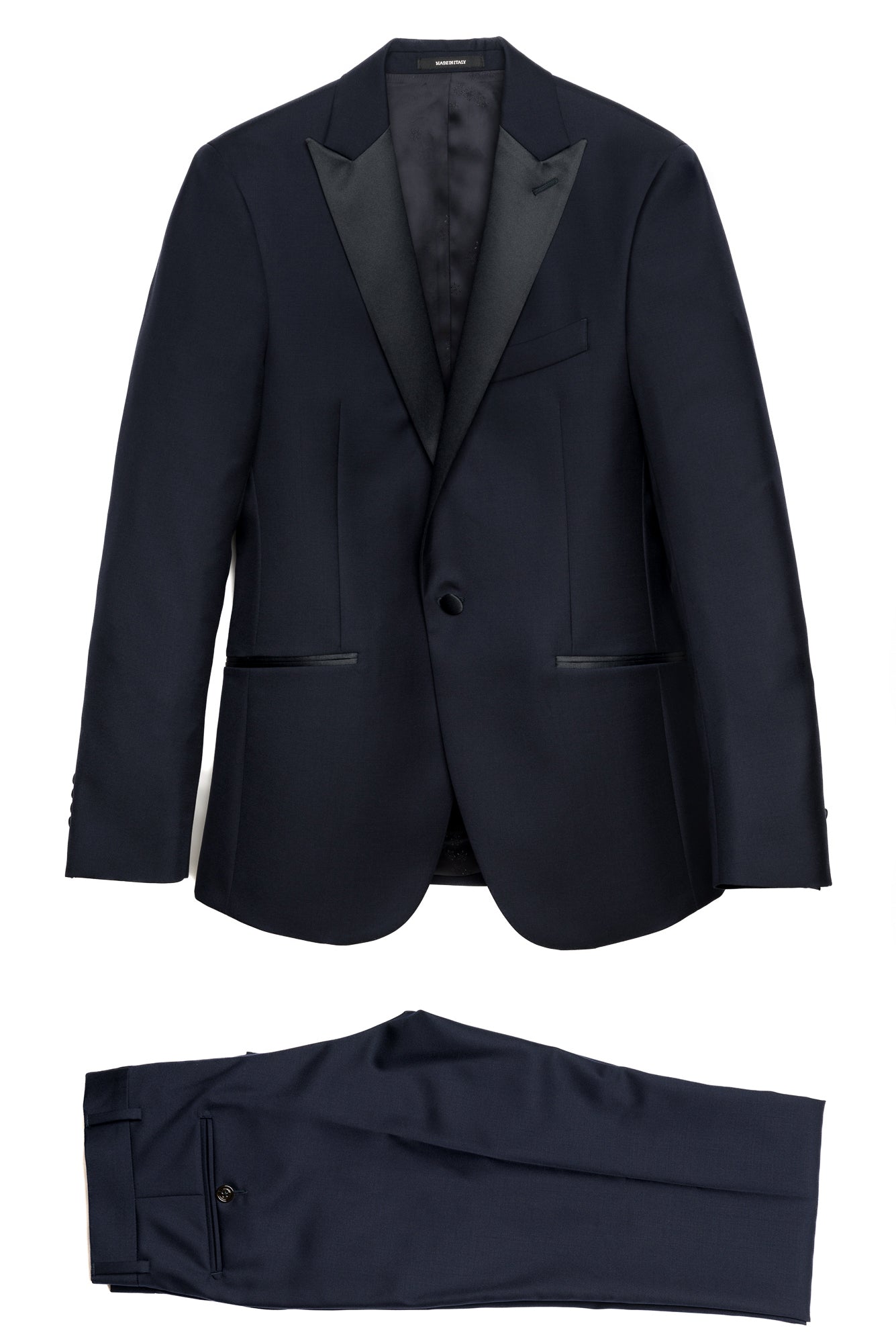 Blue Tuxedo With Peak Lapels Made in Wool from the Vitale Barberis Canonico Woollen Mill.